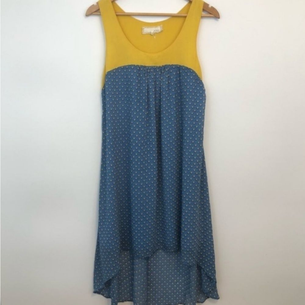 A’Reve Yellow and Blue High Low Flowy Dress
